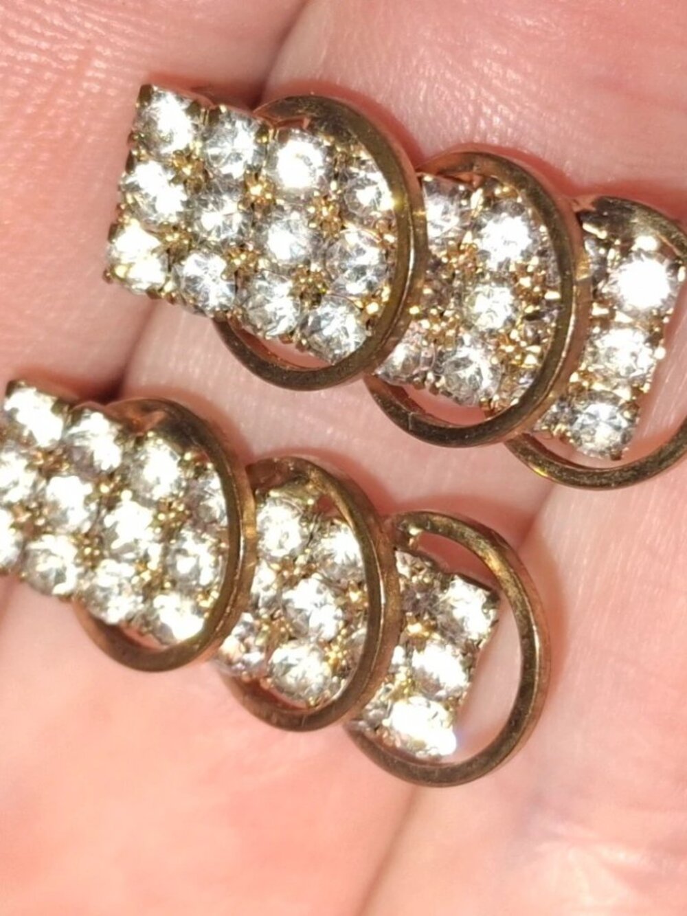 Rhinestone pierced goldtone earrings bridal party formal
